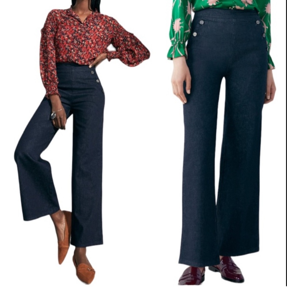 The Fold London Women's Navy Flare Jeans